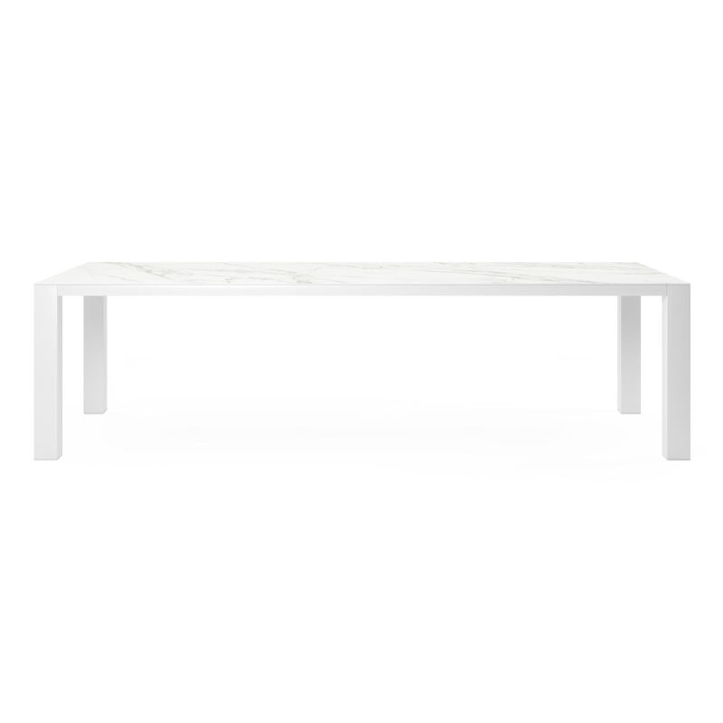 Nano tuintafel in wit aluminium en volkeramiek calacatta - L 280 x B 110 x H 75 cm