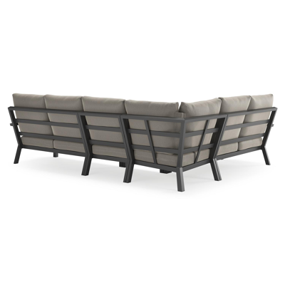 Alcudia loungehoek in zwart aluminium met grijs weather+ softtouch kussens