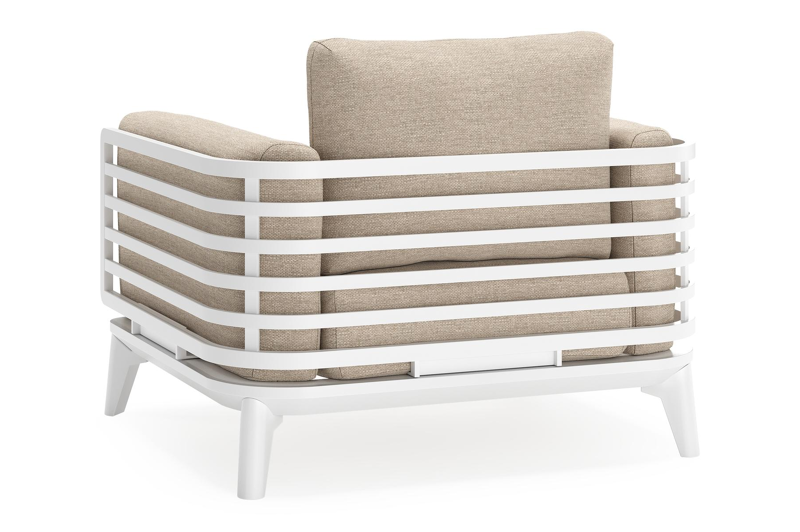 Mosa loungestoel in wit aluminium met rustic weather+ softtouch kussens