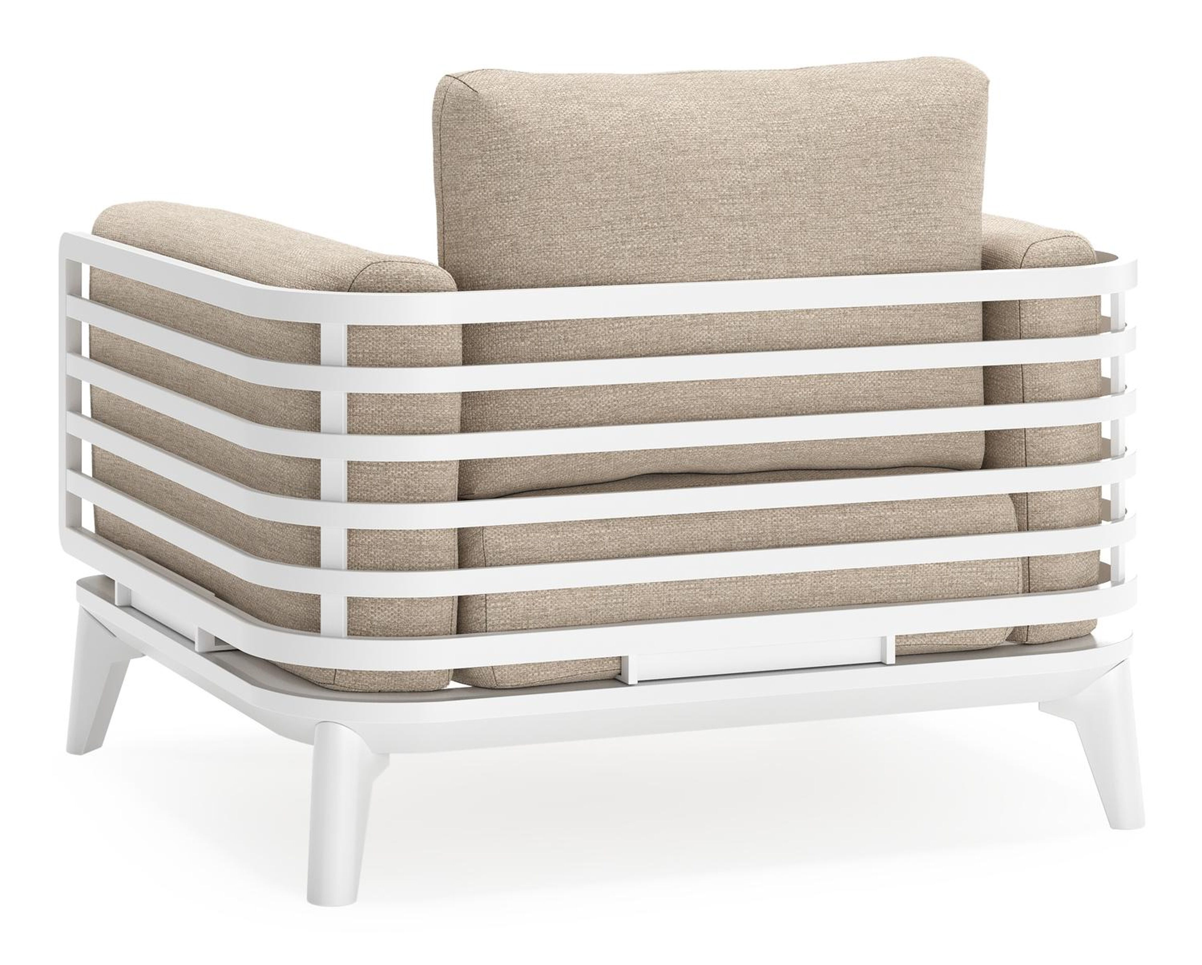 Mosa loungestoel in wit aluminium met rustic weather+ softtouch kussens