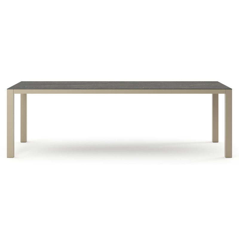 Como tuintafel rechthoekig in beige aluminium en volkeramiek Black Obsession - L 240 x B 100 x H 73 cm