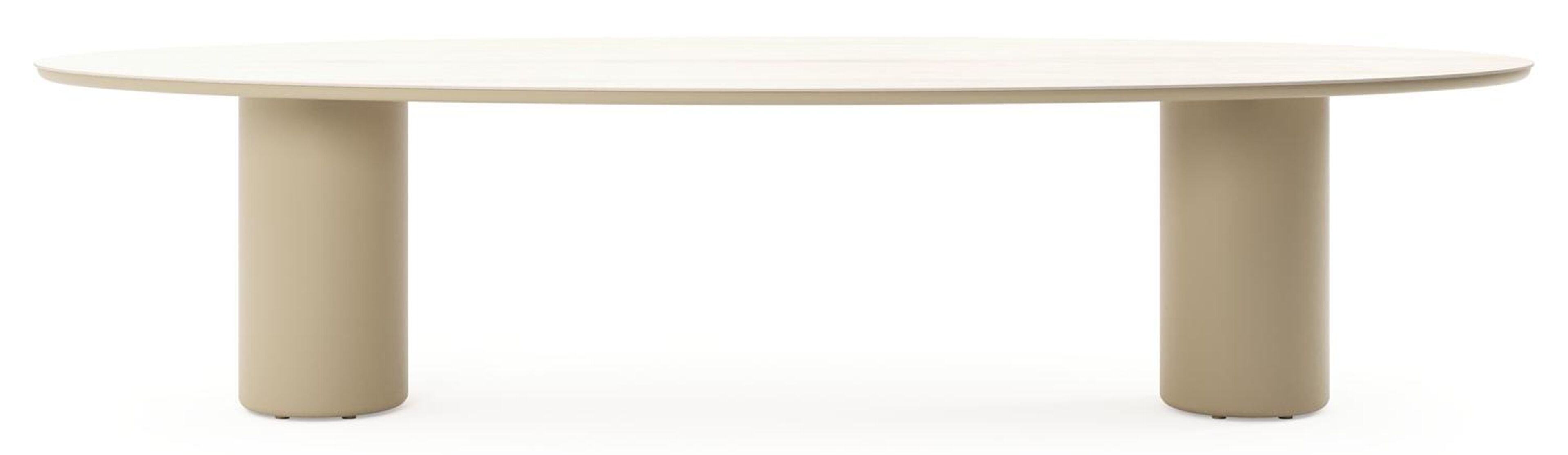 Amico tuintafel ovaal in beige aluminium en volkeramiek Travertino Bianco - L 320 x B 130 x H 73.5 cm