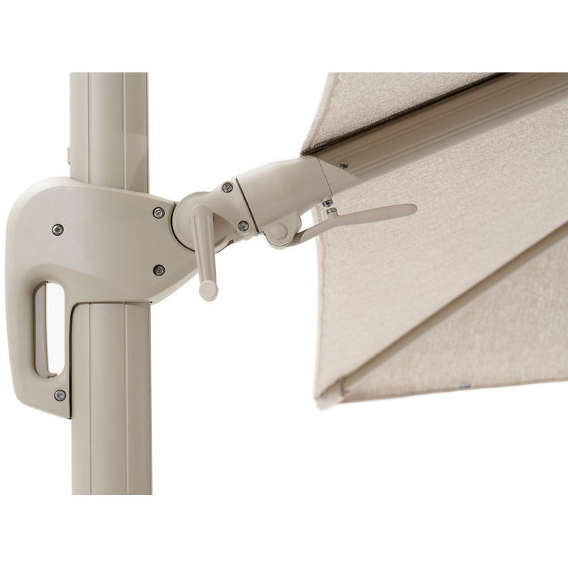 Rufina zweefparasol met tiltfunctie in beige aluminium en Sunbrella Luxe Tundra Sand parasoldoek - L1 400 x L2 300 cm (zonder voet) (zonder voet)