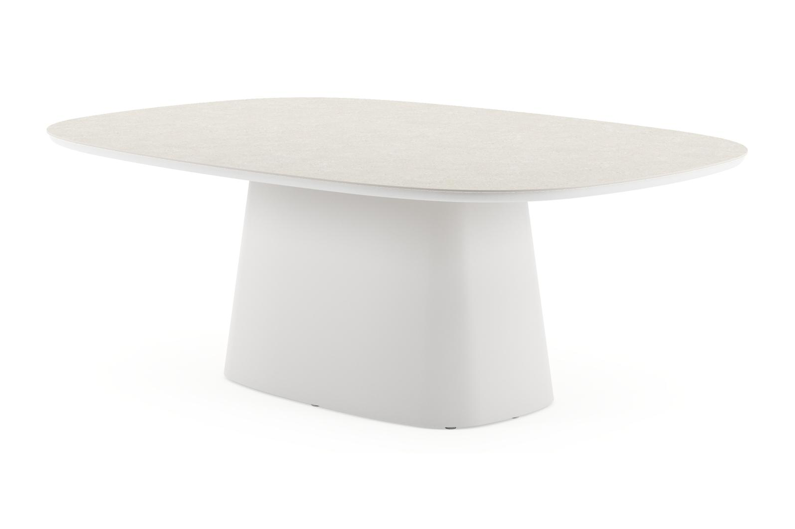 Amico tuintafel bombo xl in wit aluminium en volkeramiek Shilin - L 210 x B 148 x H 73.5 cm