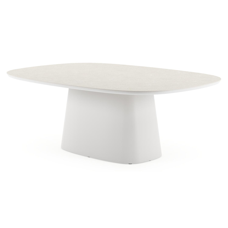 Amico tuintafel bombo xl in wit aluminium en volkeramiek Shilin - L 210 x B 148 x H 73.5 cm