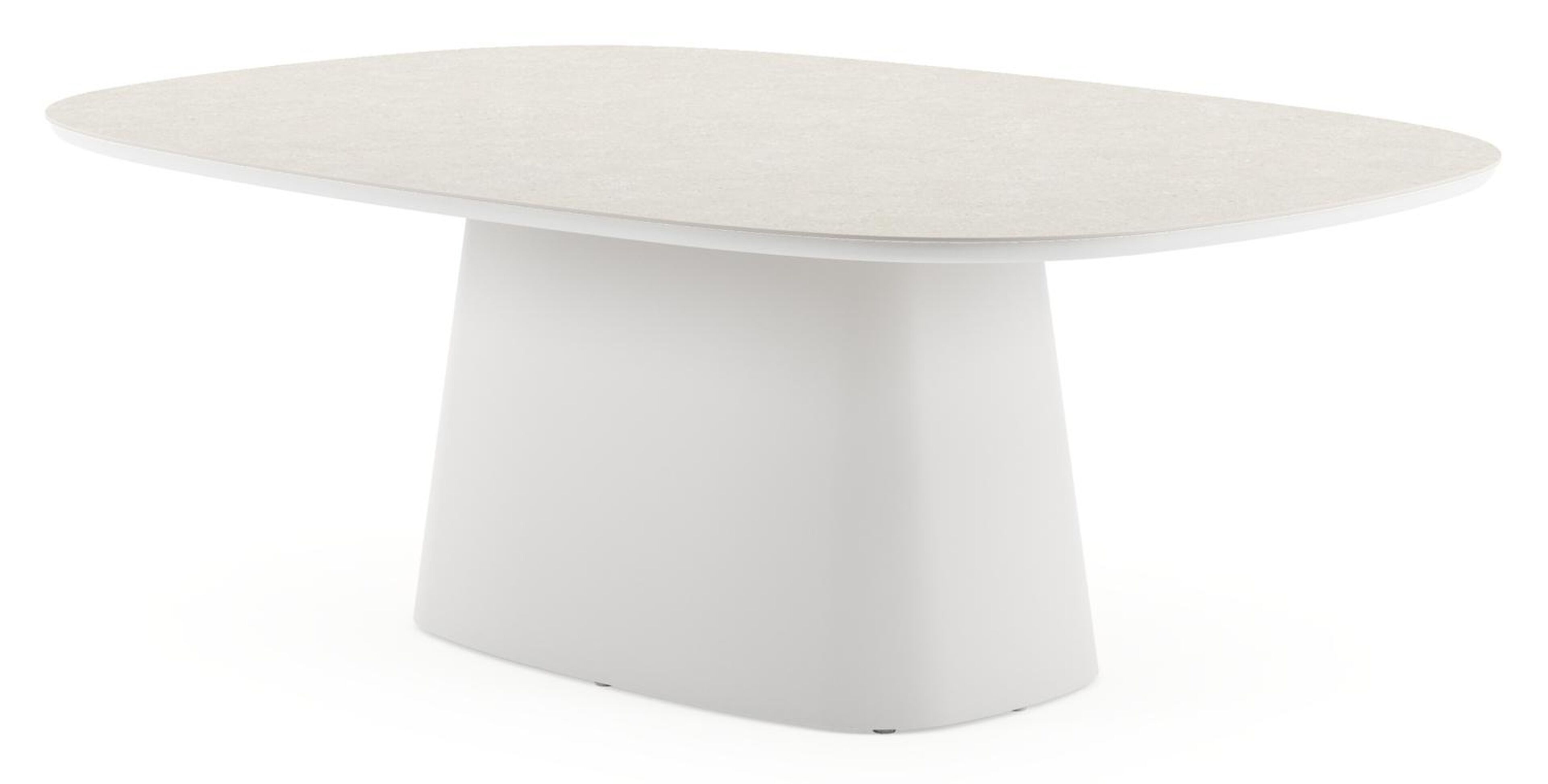 Table de jardin Amico bombo xl en aluminium blanc et céramique pleine Shilin - Lg. 210 x Lrg. 148 x Haut. 73.5 cm
