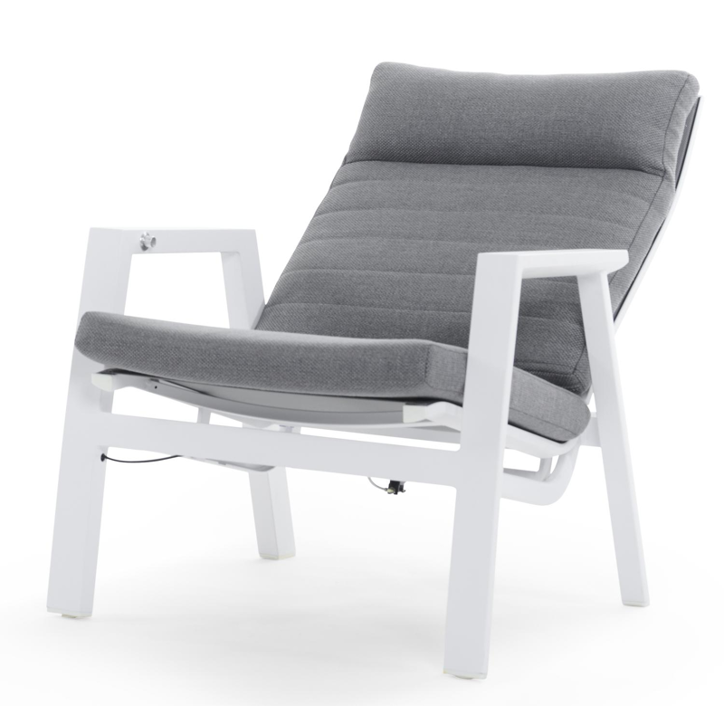 Ensemble de salon de balcon Prato en aluminium blanc avec coussins en weather+ textilène gris