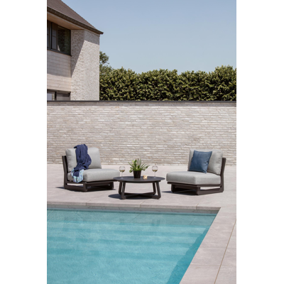 Dovano loungezetel tussenstuk in zwart aluminium met grijs weather+ softtouch kussen