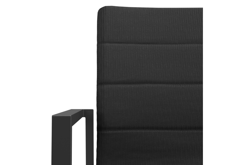 Cirello stapelbare tuinstoel in zwart aluminium en zwart luxe comfort textilene