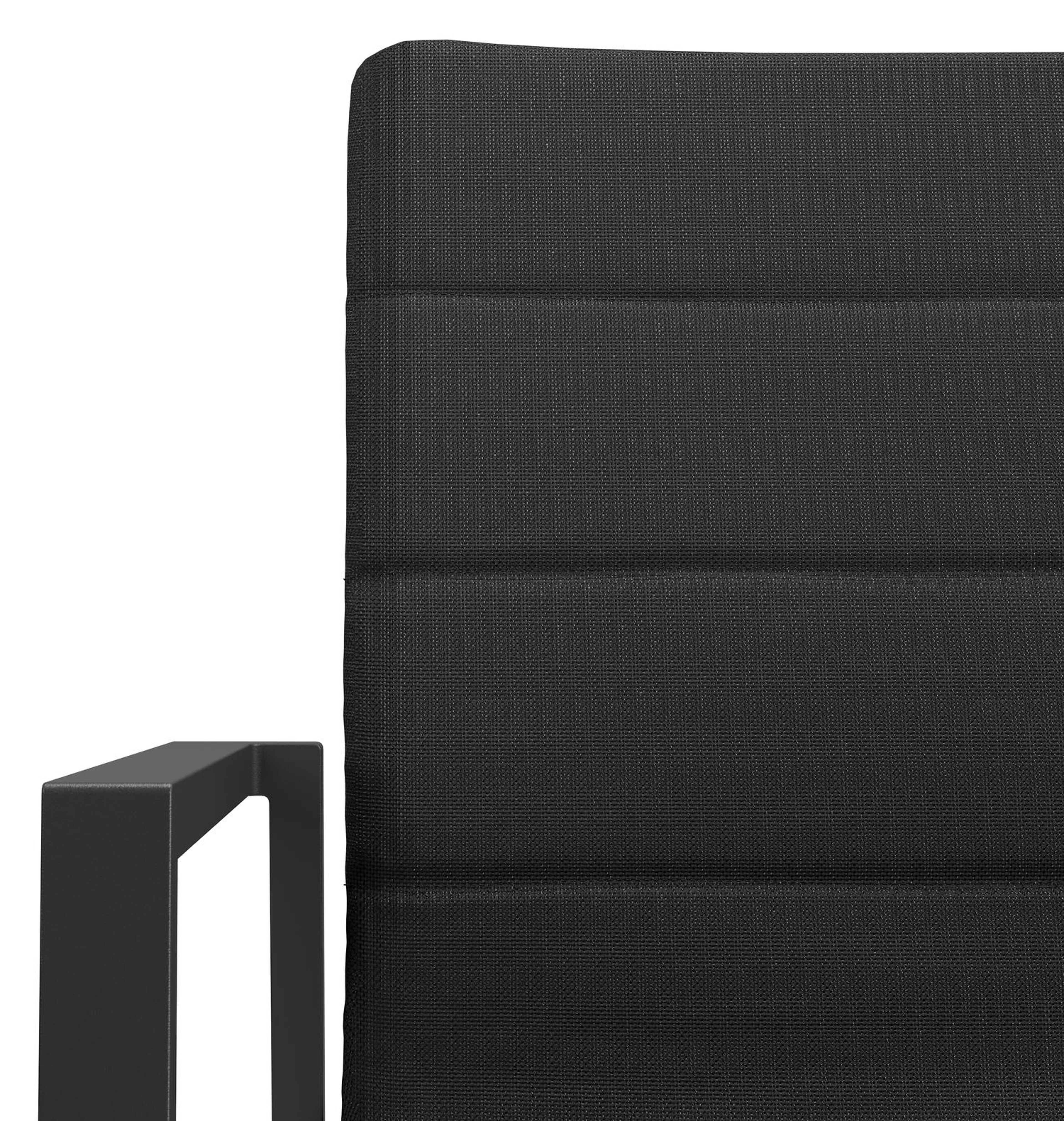 Cirello stapelbare tuinstoel in zwart aluminium en zwart luxe comfort textilene