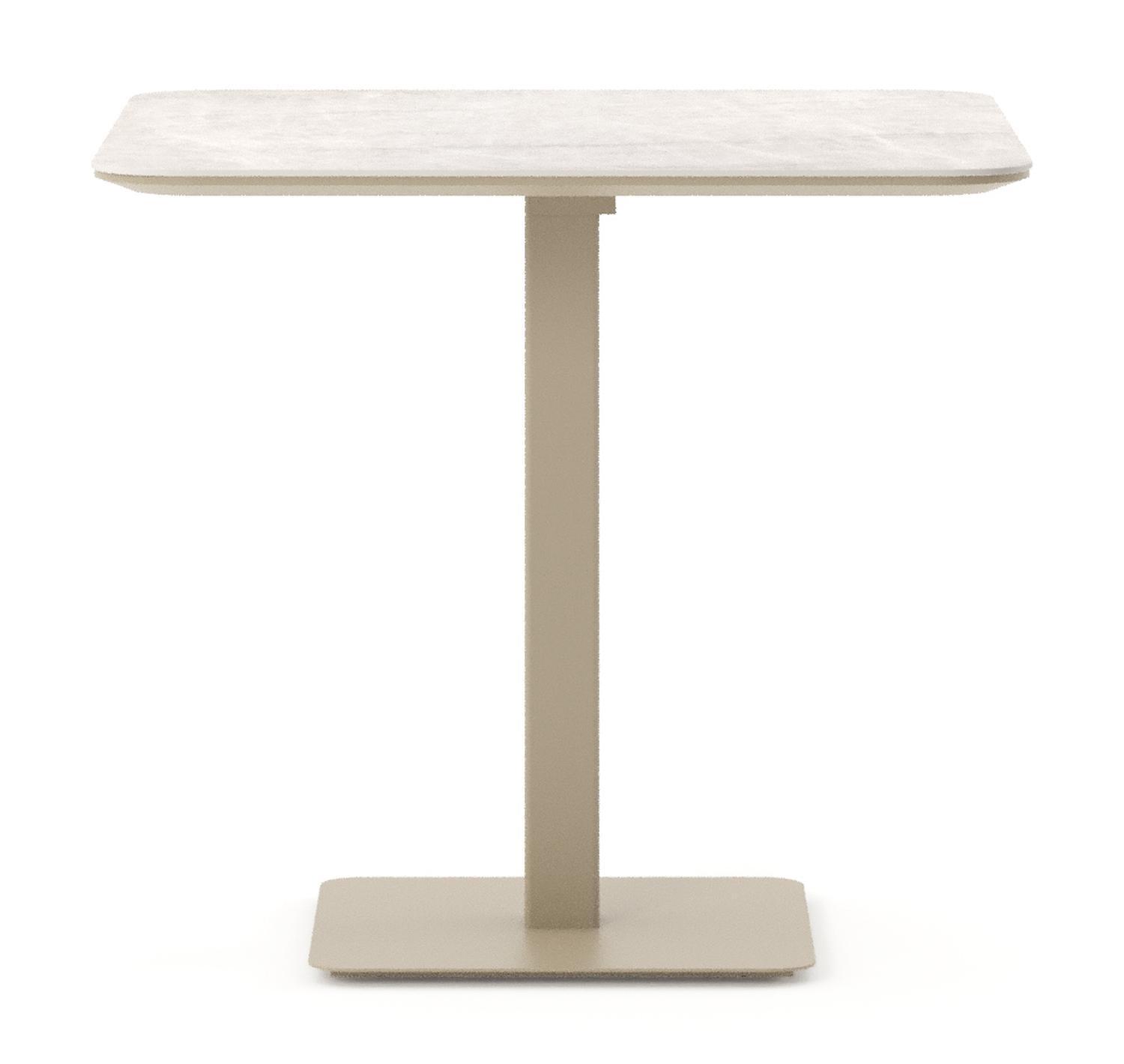Fano tuintafel afgerond vierkant in beige aluminium en volkeramiek Taj Mahal - L 80 x B 80 x H 72.5 cm