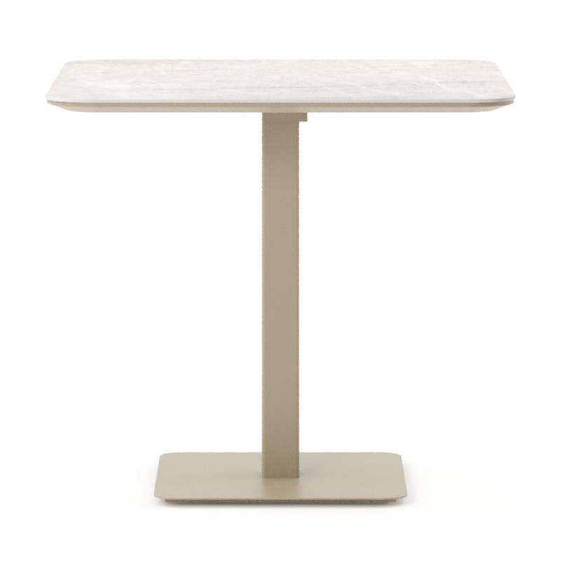 Fano tuintafel afgerond vierkant in beige aluminium en volkeramiek Taj Mahal - L 80 x B 80 x H 72.5 cm