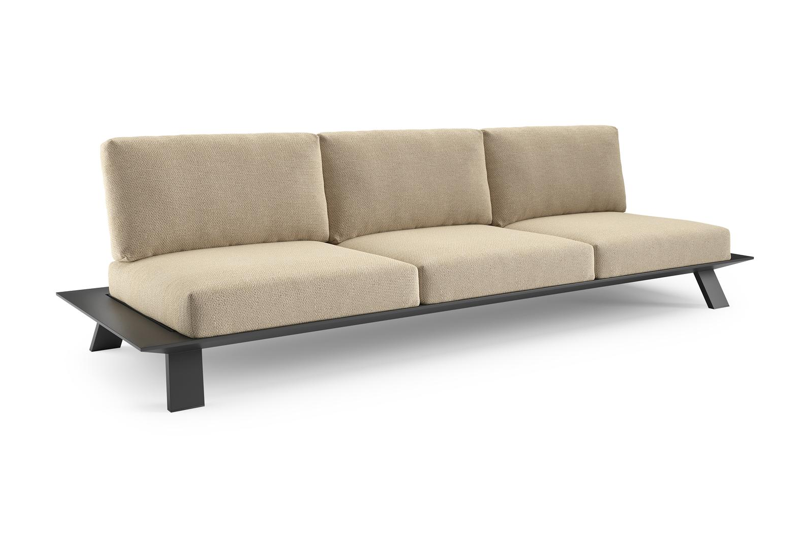 Cesano loungebank in zwart aluminium met althea camel all weather Cosytica kussen