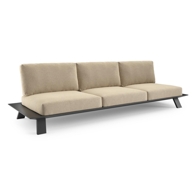 Cesano loungebank in zwart aluminium met althea camel all weather Cosytica kussen