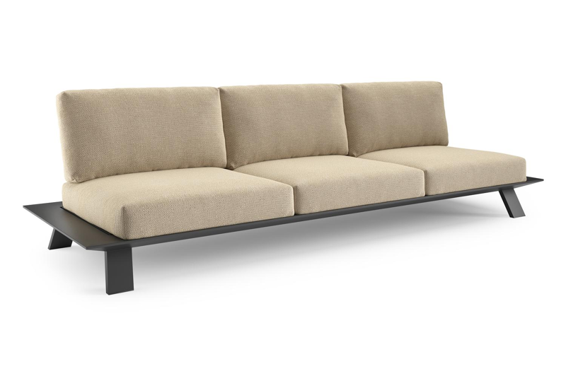 Cesano loungebank in zwart aluminium met althea camel all weather Cosytica kussen