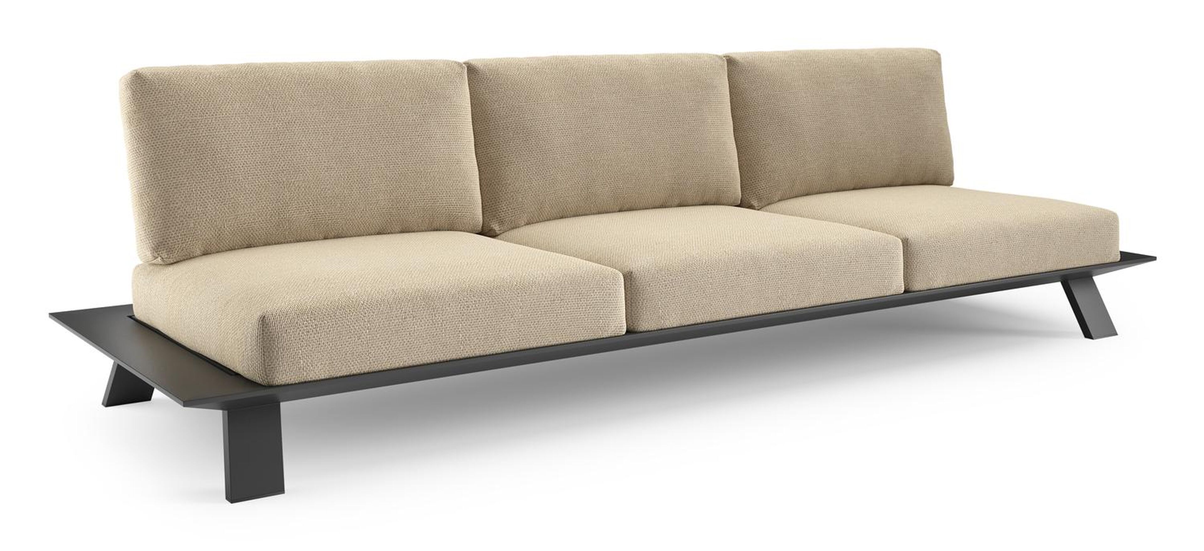 Cesano loungebank in zwart aluminium met althea camel all weather Cosytica kussen