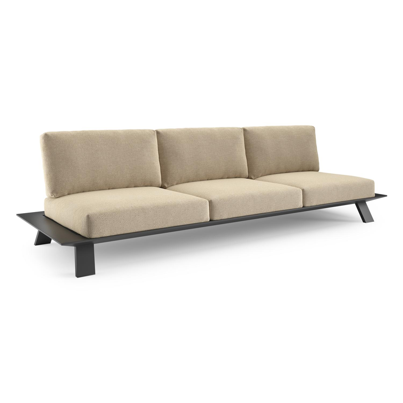 Cesano loungebank in zwart aluminium met althea camel all weather Cosytica kussen