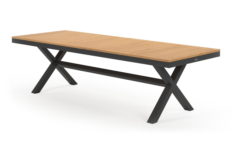 Reza rechthoekige tuinset in zwart aluminium en teak natural finish met 8 Matera tuinstoelen