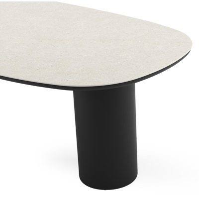 Amico tuintafel bombo in zwart aluminium en volkeramiek Shilin - L 210 x B 110 x H 73.5 cm