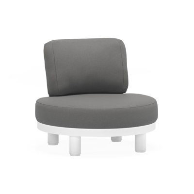 Donato loungestoel 1-zit in wit aluminium met natte charcoal chine all weather sunbrella® luxe kussen