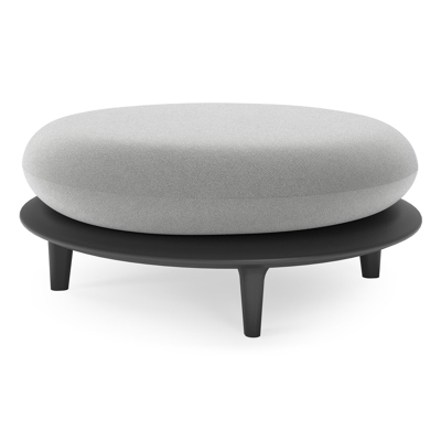 Bomero poef in zwart aluminium met savane grey all weather sunbrella® luxe kussen