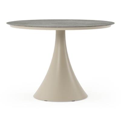 Fano tuintafel rond in beige aluminium en volkeramiek Aspen Grey - Dia. 110 x H 75 cm