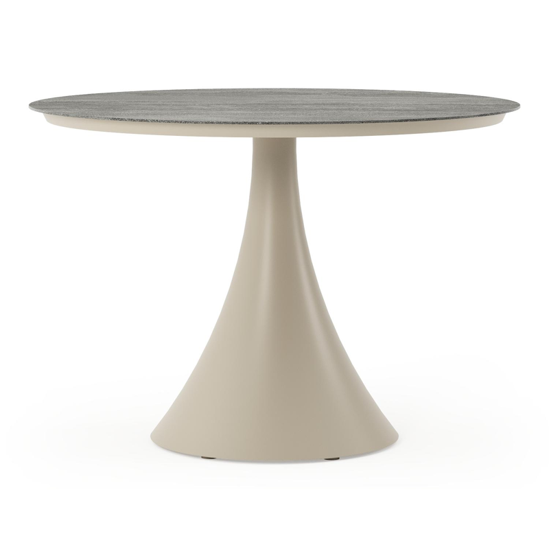 Fano tuintafel rond in beige aluminium en volkeramiek Aspen Grey - Dia. 110 x H 75 cm