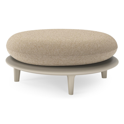 Bomero poef in beige aluminium met madagascar oak all weather cosytica kussen