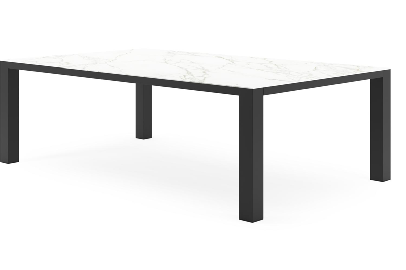 Nano XL tuintafel rechthoekig in zwart aluminium en volkeramiek Calacatta - L 240 x B 148 x H 75 cm