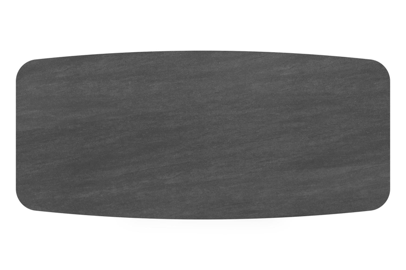 Orso tuintafel bootvorm in wit aluminium en volkeramiek Basalt Black - L 255 x B 115 x H 75 cm
