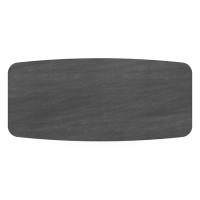 Table de jardin Orso forme de bateau en aluminium blanc et céramique pleine Basalt Black - Lg. 255 x Lrg. 115 x Haut. 75 cm