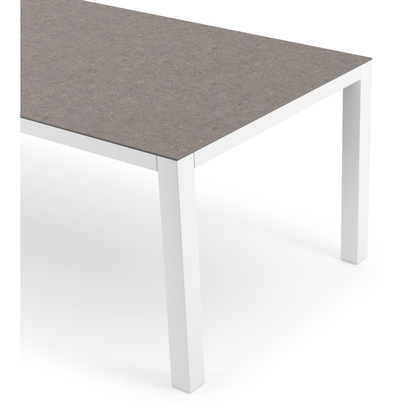 Table de jardin Como rectangulaire en aluminium blanc et céramique pleine Wulong - Lg. 240 x Lrg. 100 x Haut. 75 cm