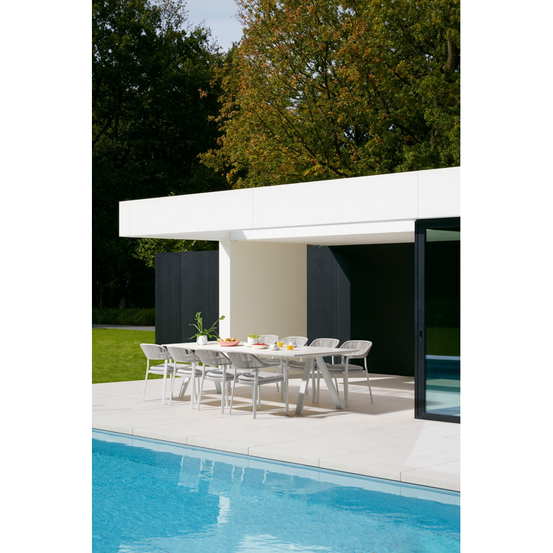 Cesano stapelbare tuinstoel in wit aluminium en wit-grijs wicker