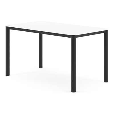 Orso tuintafel rechthoekig afgerond in zwart aluminium en volkeramiek Arctic White - L 140 x B 80 x H 74.5 cm