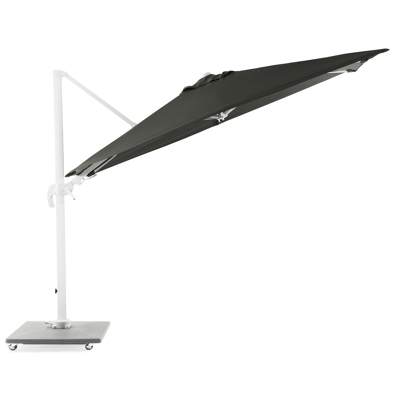 Avola zweefparasol met tiltfunctie in wit aluminium met grijs weather+ softtouch parasoldoek - L1 200 x L2 300 cm (met voet)
