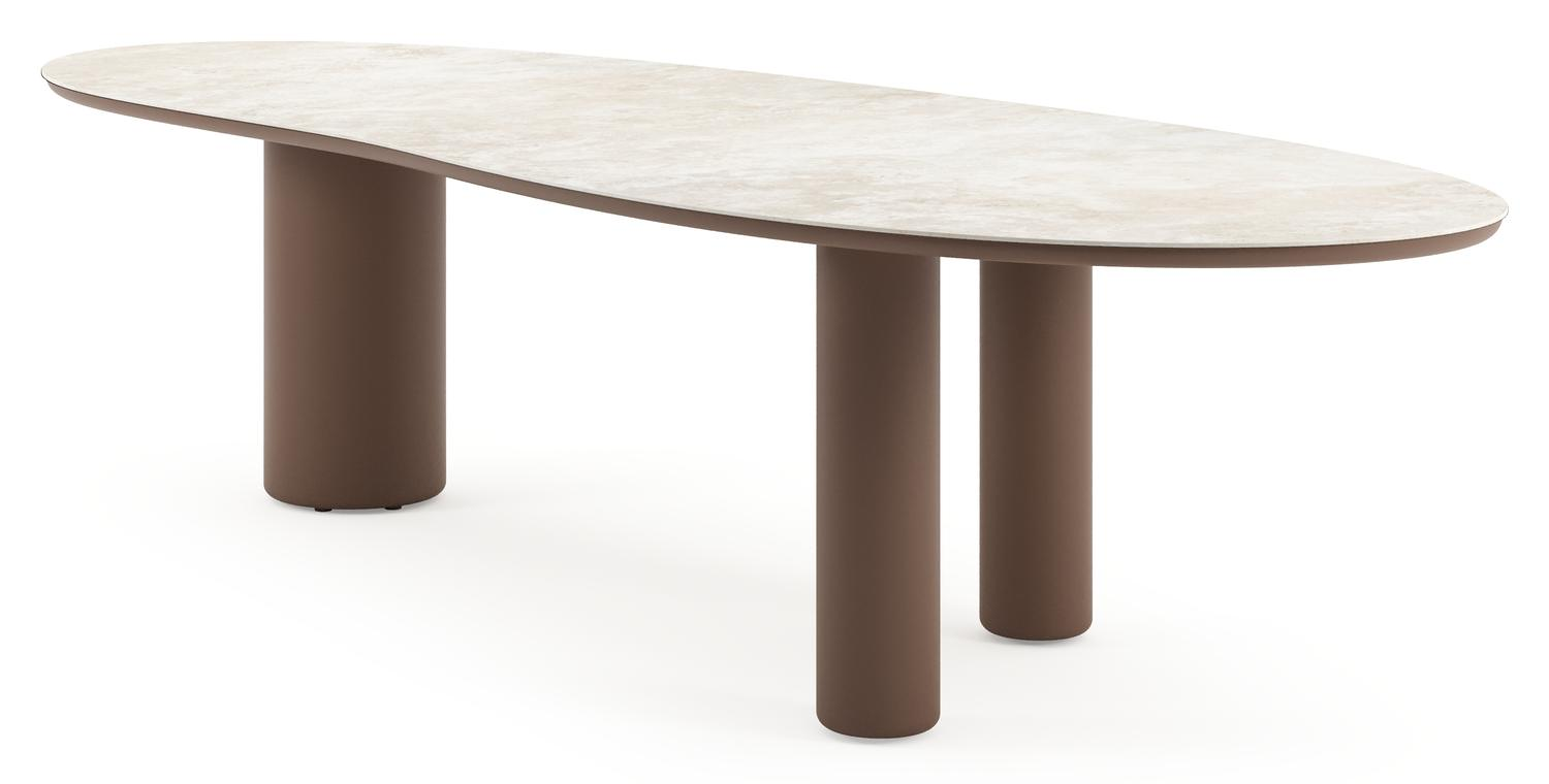 Amico tuintafel organisch in taupe aluminium en volkeramiek Rapolano - L 320 x B 120 x H 73.5 cm