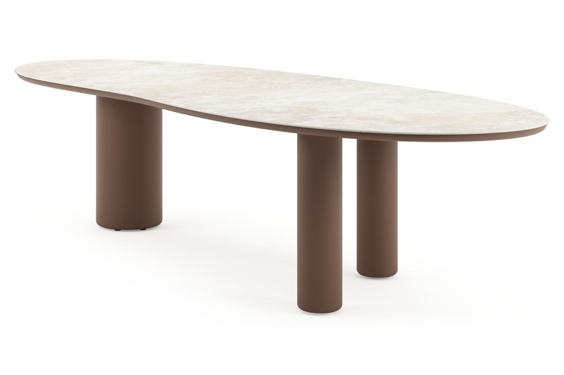 Amico tuintafel organisch in taupe aluminium en volkeramiek Rapolano - L 320 x B 120 x H 73.5 cm