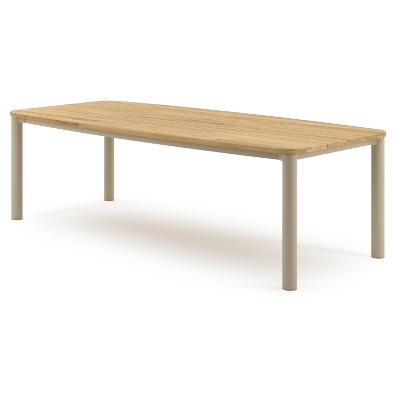 Orso tuintafel bootvorm in beige aluminium en teak - L 255 x B 115 x H 74.5 cm
