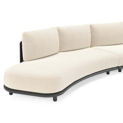 Lomano loungebank in zwart aluminium en beige verticaal geweven luxe vlakke rope met althea off white all weather cosytica kussen