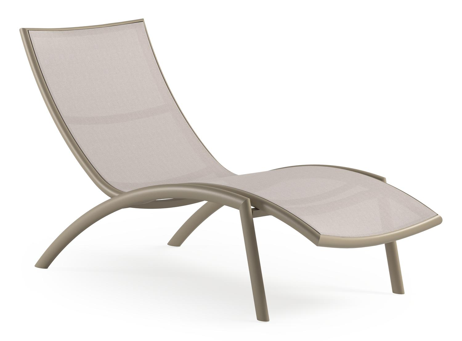 Set van 2 Siena ligbedden in beige aluminium en beige single textileen