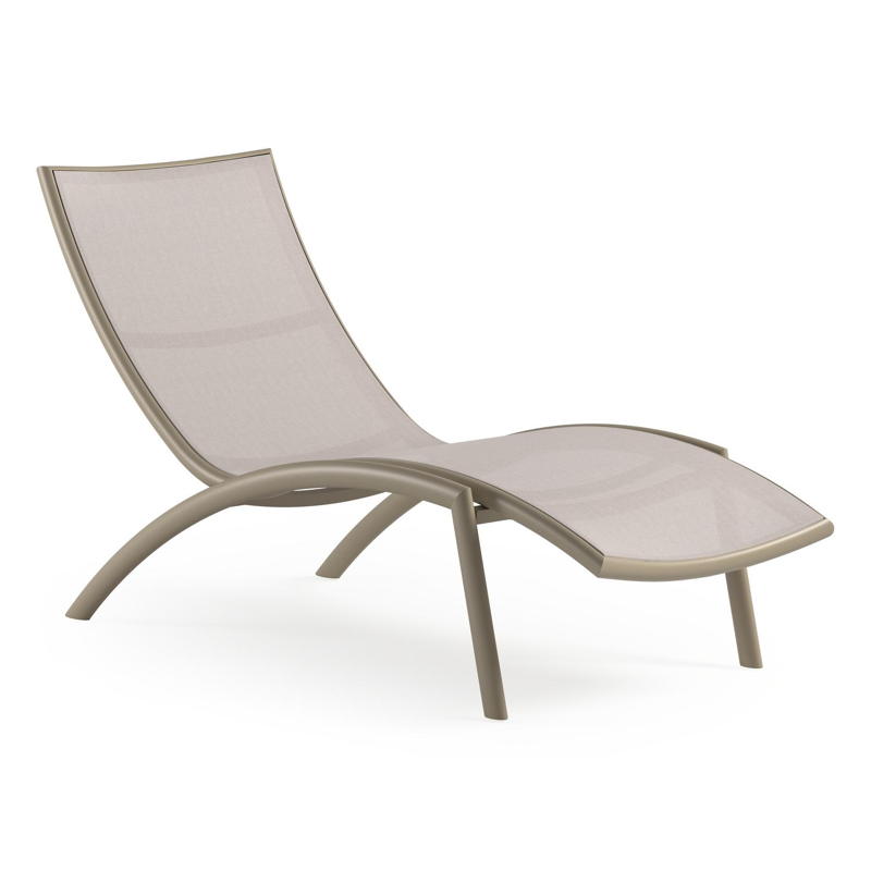 Set van 2 Siena ligbedden in beige aluminium en beige single textileen