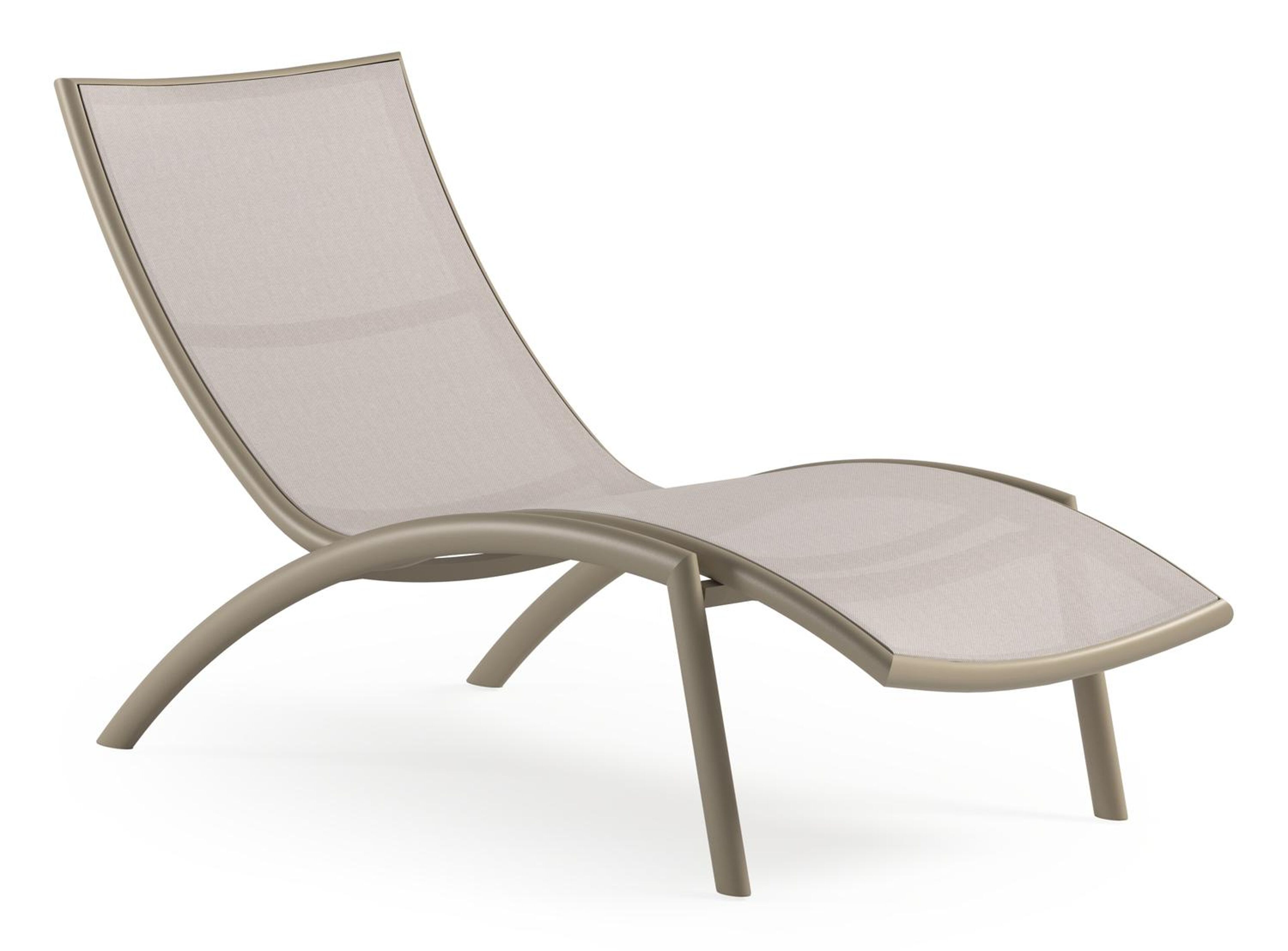 Siena ligbed in beige aluminium en beige single textileen