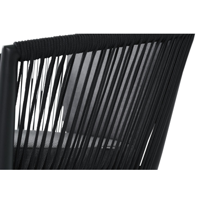 Orso tuinstoel in zwart aluminium en zwart rope