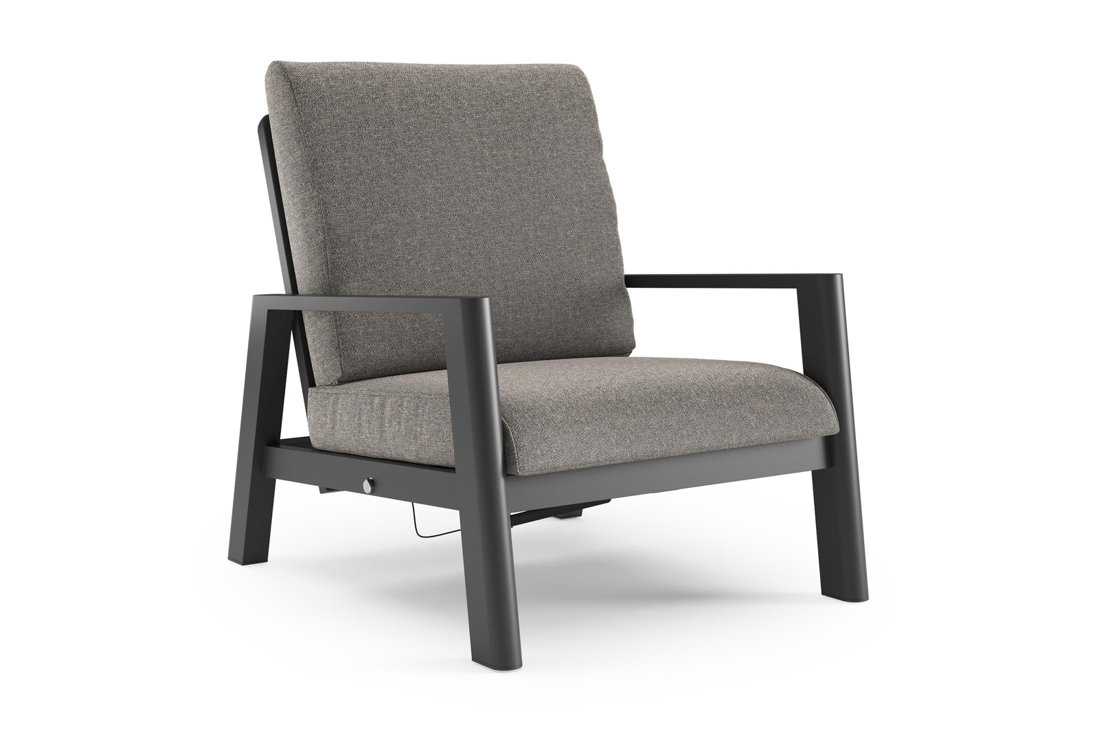 Cirello loungestoel in zwart aluminium met chartres drizzle all weather sunbrella® luxe kussen