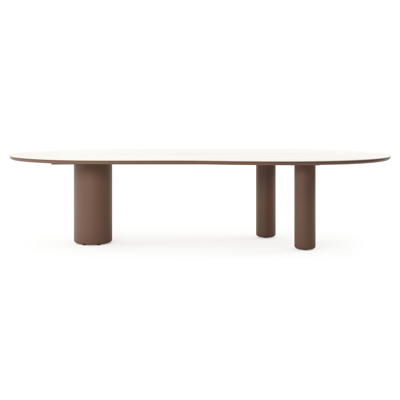 Amico tuintafel organisch in taupe aluminium en volkeramiek Travertino Bianco - L 320 x B 120 x H 73.5 cm