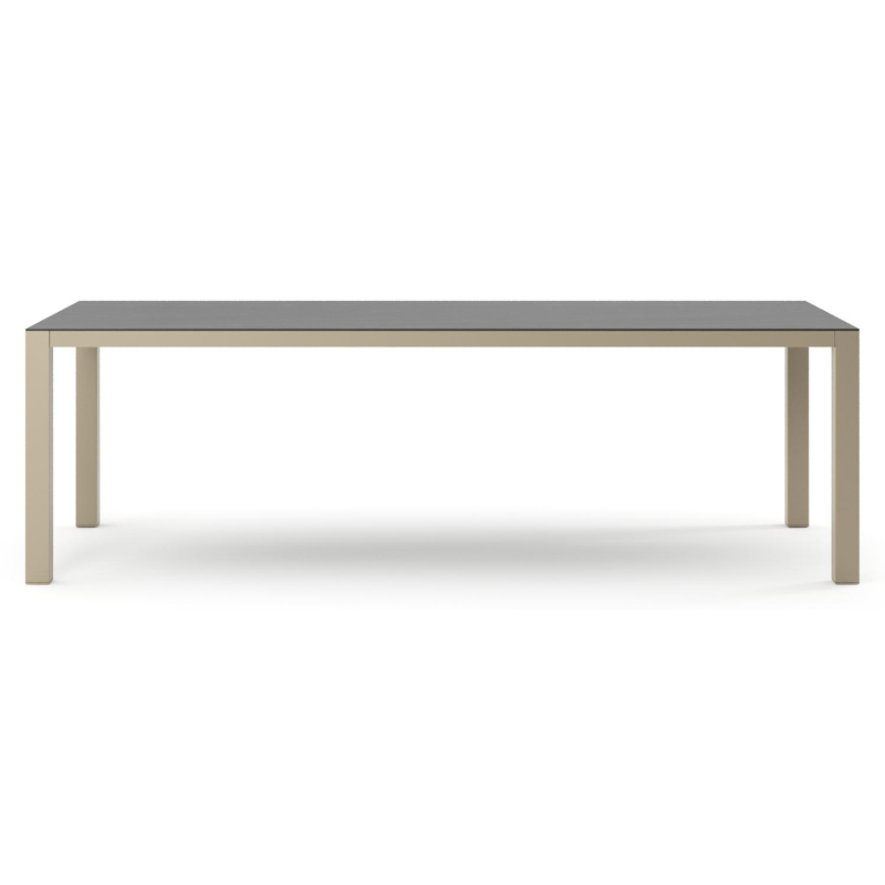 Como tuintafel rechthoekig in beige aluminium en volkeramiek Basalt Black - L 240 x B 100 x H 73 cm