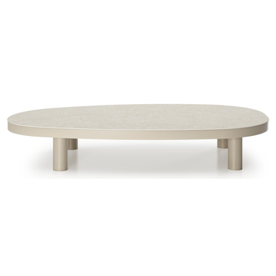 Donato loungetafel organisch in beige aluminium en volkeramiek Shilin - L 151 x B 90 x H 24.5 cm