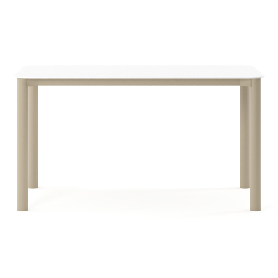 Orso tuintafel rechthoekig afgerond in beige aluminium en volkeramiek Arctic White - L 140 x B 80 x H 74.5 cm