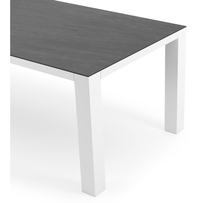 Nano tuintafel rechthoekig in wit aluminium en volkeramiek Basalt Black - L 240 x B 100 x H 75 cm