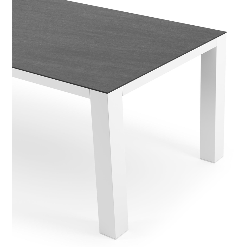Table de jardin Nano rectangulaire en aluminium blanc et céramique pleine Basalt Black - Lg. 240 x Lrg. 100 x Haut. 75 cm